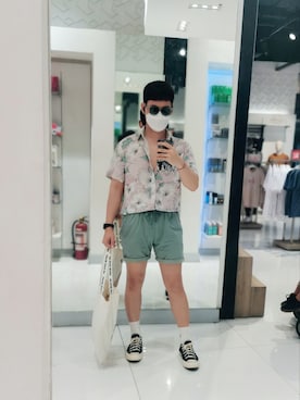 「H&M（エイチ・アンド・エム）のアイテム（パンツ）」を使った、Ezroさん（メンズ・170cm）の夏コーディネート