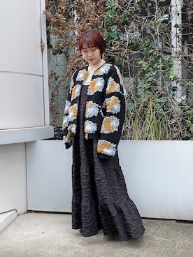 「merry jenny（メリージェニー）のfluffy pattern jacket（その他アウター）」を使った、miokaさん（レディース・162cm）の夏コーディネート
