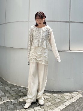 「merry jenny（メリージェニー）のアイテム（スラックス）」を使った、miokaさん（レディース・162cm）の夏コーディネート
