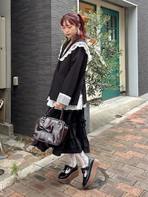 新品 merry jenny フリルティアードスカート C.GRY merry jenny