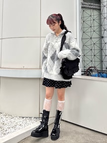 fluffyアーガイルZIPニット｜メリージェニー（merry jenny