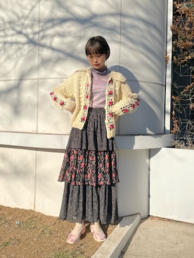 「アイテム（パンプス、ピンク系）」を使った、miokaさん（レディース・162cm）の冬コーディネート