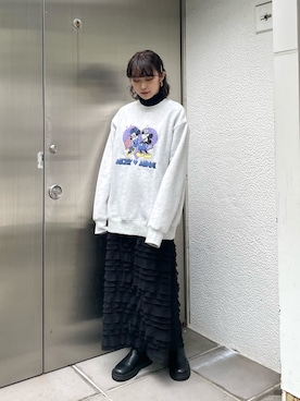「リブニット」｜「アイテム（スウェット）」を使った、miokaさん（レディース・162cm）の秋コーディネート