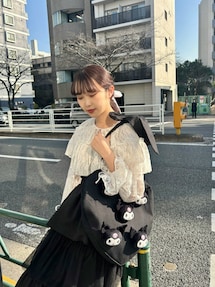 メロクロコラボ】KUROMI heart tote bag｜メリージェニー（merry
