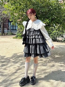「アイテム（ローファー）」を使った、miokaさん（レディース・162cm）の秋コーディネート