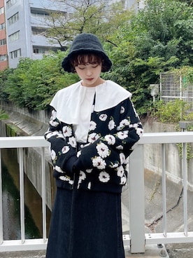 「merry jenny（メリージェニー）のfluffy pattern jacket（その他アウター）」を使った、miokaさん（レディース・162cm）の秋コーディネート