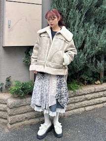 floralイレギュラーヘムミディスカート｜メリージェニー（merry jenny