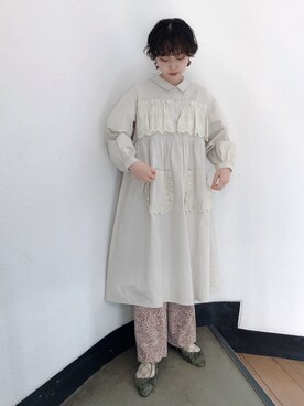 「アイテム（その他シューズ、グリーン系）」を使った、miokaさん（レディース・162cm）の冬コーディネート