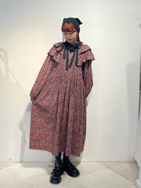 「ボンネット」｜「アイテム（ワンピース/ドレス）」を使った、miokaさん（レディース・162cm）の秋コーディネート