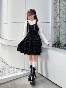 コルセットベロアフレアミニワンピース｜メリージェニー（merry jenny