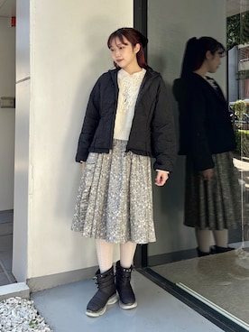 「merry jenny（メリージェニー）のribbonわんわんニット（ニット/セーター、ホワイト系）」を使った、miokaさん（レディース・162cm）の夏コーディネート