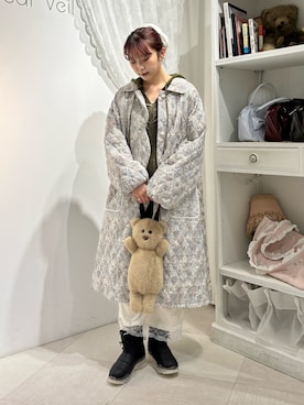 「merry jenny（メリージェニー）のGarden Quilt Coat（ステンカラーコート、ホワイト系）」を使った、miokaさん（レディース・162cm）の秋コーディネート