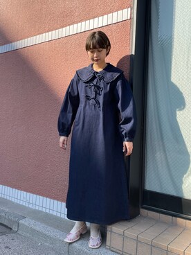 「アイテム（パンプス、ピンク系）」を使った、miokaさん（レディース・162cm）の冬コーディネート