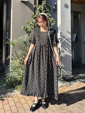 「merry jenny（メリージェニー）のflowerレースシュシュ（シュシュ、ホワイト系）」を使った、miokaさん（レディース・162cm）の春コーディネート