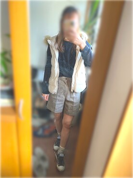 Gap ギャップ のダウンベスト ホワイト系 を使ったレディース人気ファッションコーディネート Wear