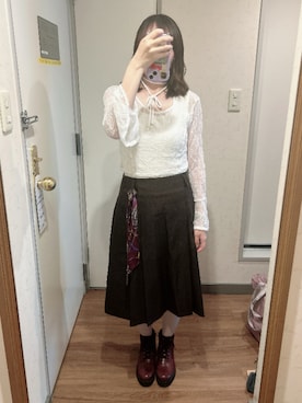 「アイテム（ブーツ、レッド系）」を使った、MIOさん（レディース・161cm）の秋コーディネート