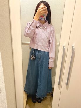 「GU（ジーユー）のアイテム（デニムスカート）」を使った、MIOさん（レディース・161cm）の秋コーディネート