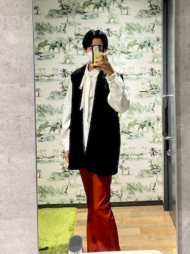 「Adoon plain（アドーンプレーン）のアイテム（スラックス）」を使った、ryo43kさん（メンズ・183cm）の秋コーディネート