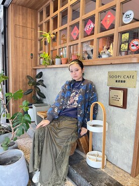 「LOWRYS FARM（ローリーズファーム）のアイテム（ノーカラージャケット）」を使った、台北小葉さん（レディース・163cm）の冬コーディネート