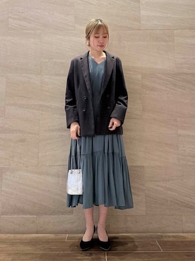 「オンオフ兼用」｜「アイテム（ワンピース）」を使った、hikaruさん（レディース・168cm）の冬コーディネート