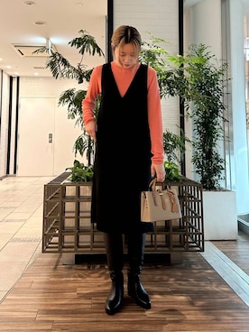 「URBAN RESEARCH ROSSO WOMEN（アーバンリサーチ　ロッソ）のアイテム（ジャンパースカート）」を使った、hikaruさん（レディース・168cm）の秋コーディネート