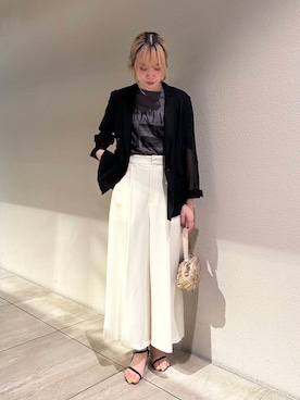 「テーラードジャケット」｜「アイテム（その他アウター）」を使った、hikaruさん（レディース・168cm）の夏コーディネート