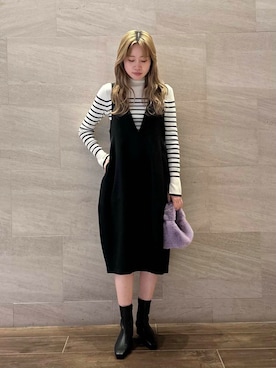 「URBAN RESEARCH ROSSO WOMEN（アーバンリサーチ　ロッソ）のアイテム（ジャンパースカート）」を使った、hikaruさん（レディース・168cm）の冬コーディネート