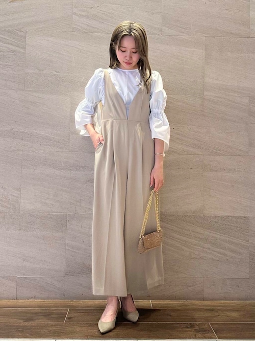 セール】ワイドパンツデザインオールインワン（サロペット