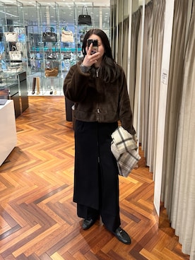 「アイテム（その他アウター、ブラウン系）」を使った、hikaruさん（レディース・168cm）の冬コーディネート