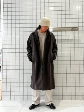 「アイテム（ステンカラーコート）」を使った、rokurouさん（メンズ・177cm）の秋コーディネート
