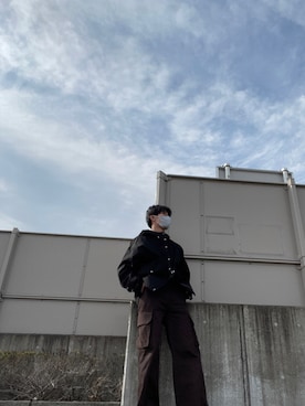 「CLEL（クレイル）の【CLEL】M-47 Type Military Flare Cargo Pants/M-47 タイプ ミリタリー フレア カーゴ パンツ（カーゴパンツ、ブラウン系）」を使った、keiji13さん（メンズ・173cm）の冬コーディネート