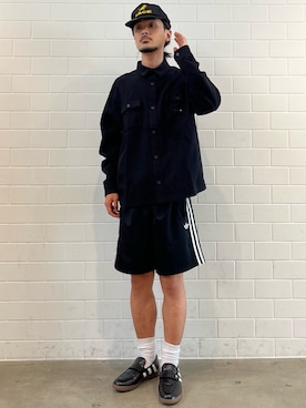 「adidas（アディダス）のFS+ フランネルシャツ（トップス、ブラック系）」を使った、oiさん（メンズ・176cm）の秋コーディネート