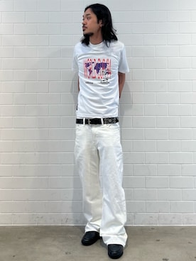 「adidas（アディダス）のアーカイブ ワールドカップ 94 グラフィックTシャツ / アディダスオリジナルス adidas Originals（Tシャツ/カットソー、ホワイト系）」を使った、oiさん（メンズ・176cm）の夏コーディネート