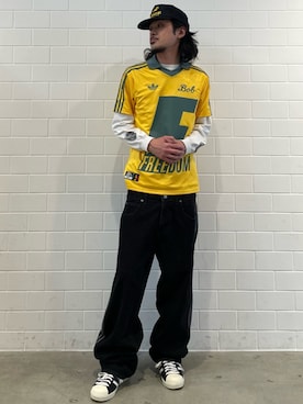 「adidas（アディダス）のスーパースター ビンテージ / Superstar Vintage（シューズ、ブラック系）」を使った、oiさん（メンズ・176cm）の春コーディネート