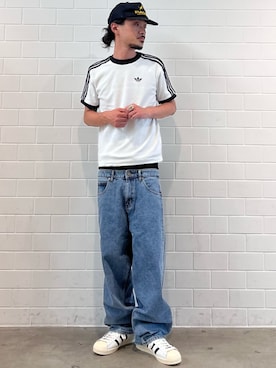 「adidas（アディダス）のスーパースター ビンテージ / Superstar Vintage（シューズ、ホワイト系）」を使った、oiさん（メンズ・176cm）の夏コーディネート
