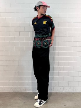 「adidas（アディダス）のスーパースター ビンテージ / Superstar Vintage（シューズ、ブラック系）」を使った、oiさん（メンズ・176cm）の夏コーディネート