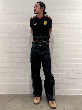 「adidas（アディダス）のタバコ / Tobacco / アディダスオリジナルス adidas Originals スニーカー（スニーカー、ブラウン系）」を使った、oiさん（メンズ・176cm）の夏コーディネート