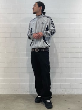 「adidas（アディダス）のチームガイスト アディカラー トラックトップ / ジャージ / トラックジャケット / アディダスオリジナルス adidas Originals（ジャージ、グレー系）」を使った、oiさん（メンズ・176cm）の春コーディネート