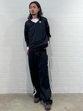 「adidas（アディダス）のOS TP（パンツ、ブラック系）」を使った、oiさん（メンズ・176cm）の夏コーディネート