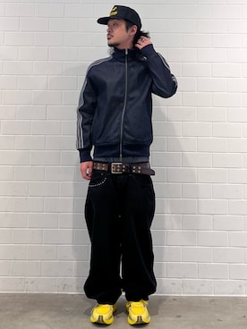 「adidas（アディダス）のアディゼロ ゴウカナ シューズ / ADIZERO GOUKANA Shoes（シューズ、イエロー系）」を使った、oiさん（メンズ・176cm）の春コーディネート
