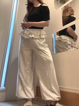 「アイテム（スウェットパンツ）」を使った、kさん（レディース・156cm）の夏コーディネート