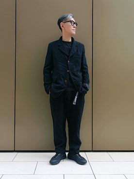 「アイテム（セットアップ、ブラック系）」を使った、78885010さん（メンズ・174cm）の秋コーディネート
