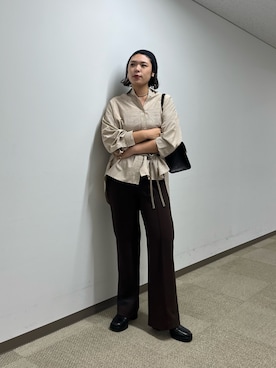 「GALLARDAGALANTE（ガリャルダガランテ）の【2.718】フラップオブロングバッグ（トートバッグ）」を使った、omihoさん（レディース・165cm）の秋コーディネート