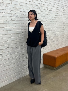 「アイテム（スリッポン）」を使った、omihoさん（レディース・165cm）の夏コーディネート