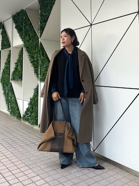 「アイテム（その他アウター、ブラウン系）」を使った、omihoさん（レディース・165cm）の秋コーディネート