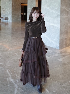 「アイテム（スカート）」を使った、shio.🧂さん（レディース・151cm）の秋コーディネート