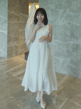 「オールホワイトコーデ」｜shio.🧂さん（レディース・151cm）の夏コーディネート
