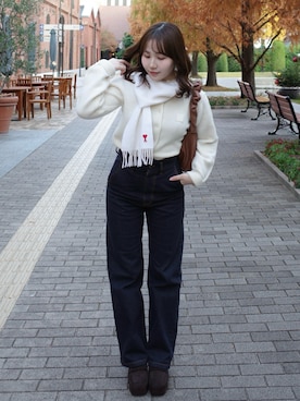 「ニット/セーター」｜「アイテム（シューズ）」を使った、shio.🧂さん（レディース・151cm）の冬コーディネート