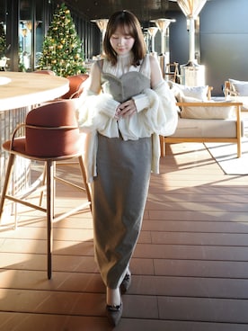 「ビスチェコーデ」｜「アイテム（セットアップ）」を使った、shio.🧂さん（レディース・151cm）の冬コーディネート