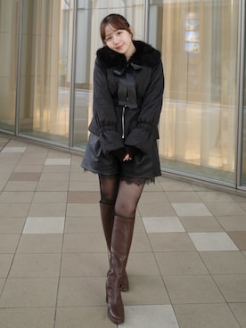 「ワントーンスタイル」｜「アイテム（ダウンジャケット/コート）」を使った、shio.🧂さん（レディース・151cm）の秋コーディネート